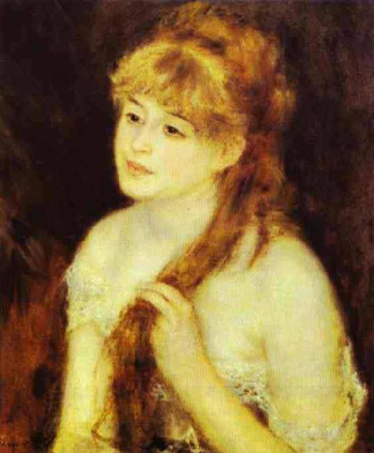Pierre-Auguste Renoir Young Woman Braiding Her Hair oil painting picture